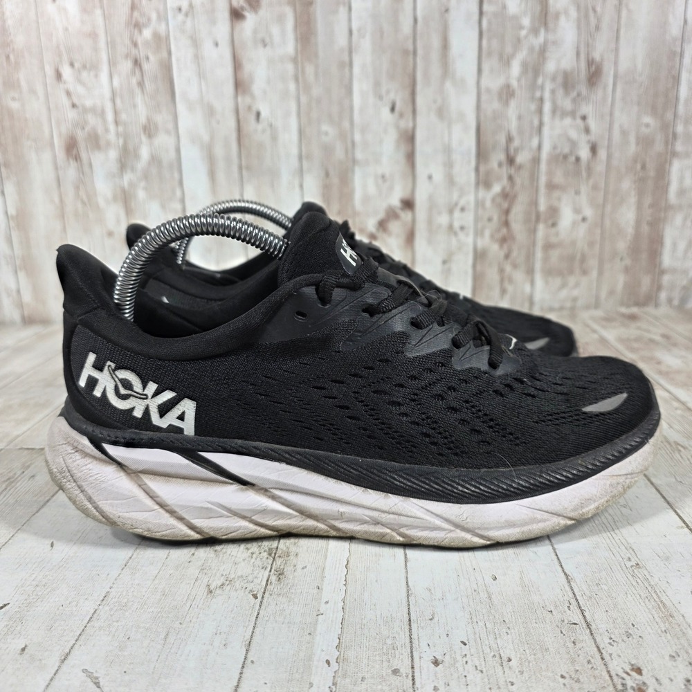 Hoka One One Clifton 8 Mens Running Shoes Black White 1121375 BWHT Size 8D
